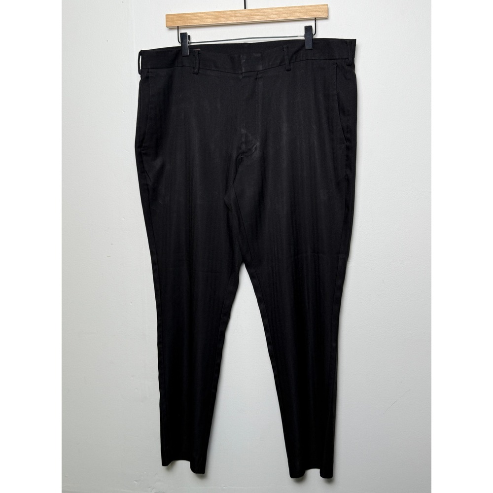 Perry Ellis Men Black Herringbone Dress Pants Tailored Fit 38x32